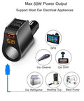 Straight Fire 3 Usb Car Charger Adapter Fast Charging Cigarette Lighter Plug In with LED display and dual USB ports.