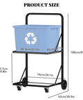 Ultra Heavy Duty Metal Recycling Cart With Butter Smooth Rolling Casters Dual Tier Premium Rust Resistant Steel Bin Stand dimensions and blue recycling bin.