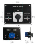 AC Rotary Selector Switch Panel 120V 30A Two Position With Reverse Polarity LED Indicator Light for marine power control on vessels