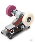Pro Grade Mini Belt Sander Knife Sharpener With Seven Speed Settings To Nail Diy Woodworking Metal Grinding And Jewelry Polish, compact design, adjustable polishing attachments,