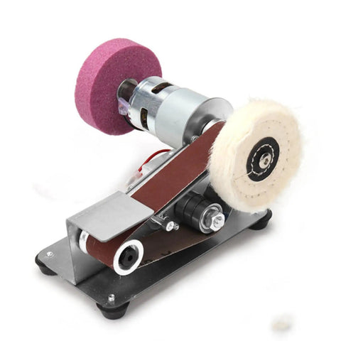 Pro Grade Mini Belt Sander Knife Sharpener With Seven Speed Settings To Nail Diy Woodworking Metal Grinding And Jewelry Polish, compact design, adjustable polishing attachments,