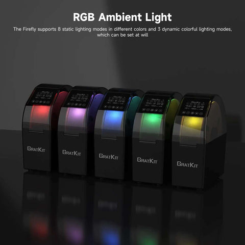 Firefly V2.0 3D Filament Dryer Box With Air Circulation displaying RGB ambient lighting modes