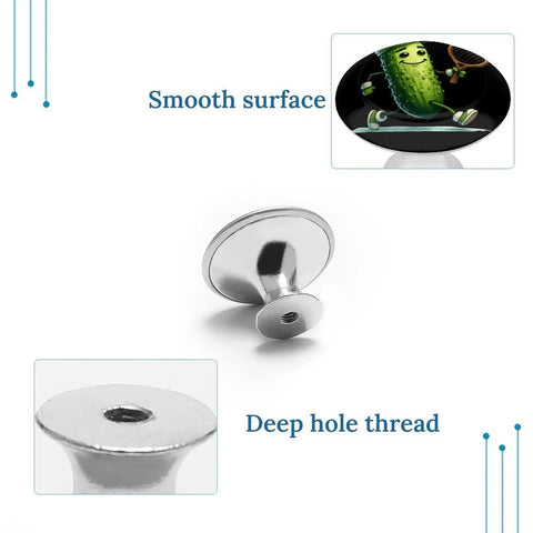 Funny Pickle Cucumber Tennis Themed Cabinet Knobs Set Of 2 Pull Handles with smooth surface and deep hole thread design.