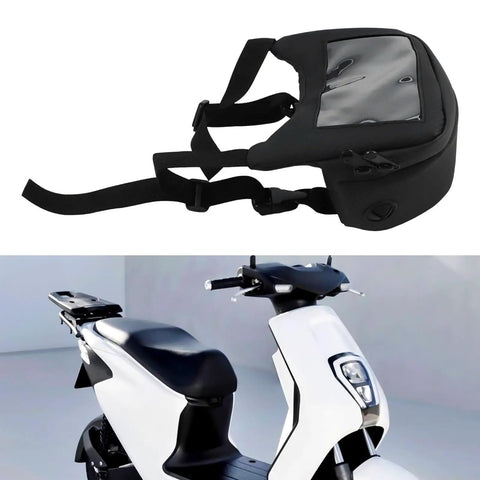 Cool Motorcycle Handlebar Bag With 2 Liters Storage And Phone Window For MTB E-bike Waterproof Tool Kit Rides Daily Commutes Black, side view