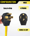 Heavy Duty Nema 14-30 To 14-50 R Ev Charger Adapter Cord With Slick Grip Handle And Solid Copper Build For Tesla Drivers with 4 prong setup
