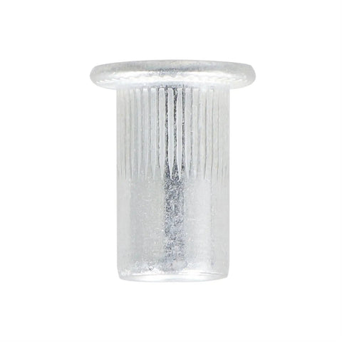Close-up of single metal rivet from Aluminum Rivet Nuts Kit 100 Pcs 10-24 UNC Fasteners For Auto And DIY Projects Built Tough And Lightweight Easy