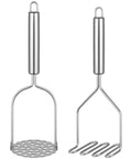 Two Pack Stainless Steel Potato Masher Set With Zigzag Wire And Flower Shaped Hole Heads, Versatile Kitchen Tool