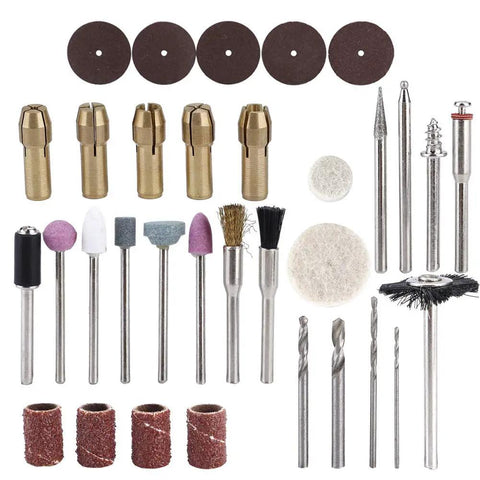 Badass 34 Piece Electric Rotary Tool Accessory Kit For Grinding Polishing showing grinding heads and polishing bits.