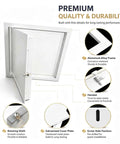 Heavy Duty Aluminum Alloy Attic Access Door With Slick Paintable White Finish And Rock Solid Twist Latch for easy opening and installation.