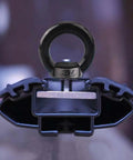 Close-up of M8 Eye Bolt 4 Pack For Roof Rack And T Slot Systems with stainless steel tie down ring and black T-track mount.