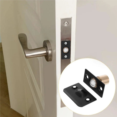 Premium Stainless Steel Door Ball Catch 10 Or 15 Pack Top Mount Closet Latch Hardware Set with adjustable elastic clamp installed on a door.
