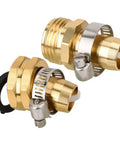 Durable Gold Aluminum Hose Connector Repair Kit Set Mender Fix For 3/4 Inch Garden Hoses Male Female Adapter To Patch Leaks Or Extend Reach Around Yard Without Stress, gold connectors with clamps
