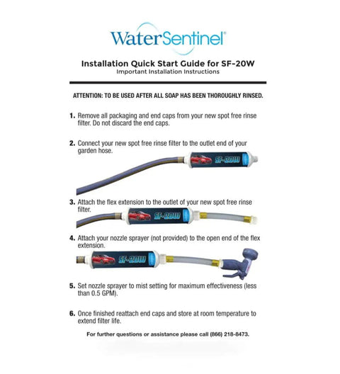 Installation guide for inline deionized water filter for garden hose with extension adapter, heavy duty USA made filtration.
