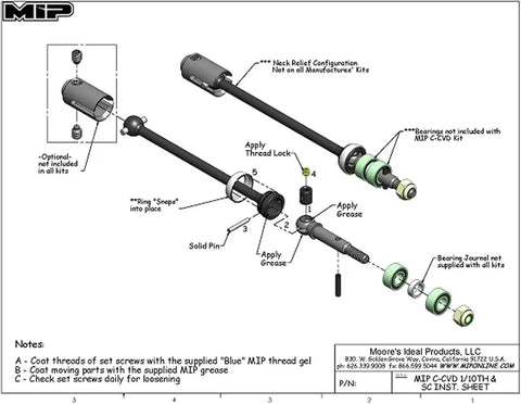 C-CVD Upgrade Kit For Slash Nitro Rustler And Stampede RC Trucks assembly diagram showing components like axles and outdrive cups.