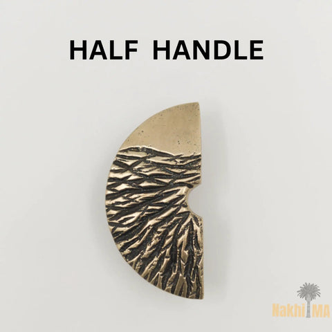 Half handle of Solid Brass Circle Cabinet Pulls With Textured Dune Design And Dope Antique Gold Finish, Hand Cast Hardware