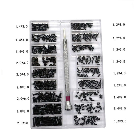 Miniature Screw Set With Transparent Storage Case For Easy Access For DIY Repairs And Assembly, Assorted carbon steel screws shown in case