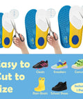 Durable Kids Insoles Replacement For Worn Shoes, Comfy Breathable Cut To Fit Inserts For Sneakers, Sturdy Soles, Blue One Pair
