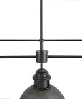 Industrial Pendant Light For Kitchen Island And Dining Room Black Chandelier In Brushed Antique Dark Metal Finish close-up of fixture rod