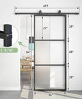 Dope 36-Inch By 84-Inch Frosted Glass Barn Door With Six-Foot Top Mounted Hardware Kit Includes Soft Close Mechanism, Black Frame