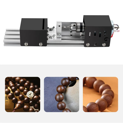 Mini Lathe Beads Polisher With Aluminum Alloy Body Offers 7 Speed Settings Up To 8000Rpm For Effortless Woodworking and DIY Craft Projects, showcased from above.