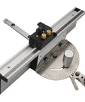Precision Table Saw Miter Gauge With Repeat Cut Flip Stop Reliable Metal Fence fits standard slots, designed for woodworking accuracy.