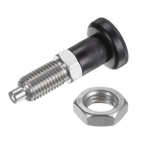 Built Different Stainless Steel Push Fit Ball Nose Spring Plunger M12x1.5 Thread With 6mm Pin Straight Up Solid For Quick Mounts and Heavy Duty Holding Power Around The Shop with associated nut