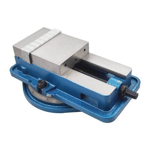 Beefy 6 Inch Heavy Duty Milling Vise With 360 Degree Swivel Base And High Precision Clamping For Metalworking, Locking Bench Vise, 6.3 Inch Jaw Width, 1.75 Inch Jaw Height, 5.79 Inch Overall Height, blue cast iron