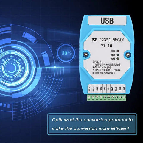 Usb To Can Converter With Optical Isolation TvS Protection And Plug And Play Data Conversion Protocol For Industrial Automation This Interface Delivers Reliable Communication With Configuration Saving And Hexadecimal Support device with circular digital background