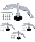 Heavy Duty Adjustable Corner Leveling Feet 4 Pack With Tough Nylon Pads And Precision M10 Bolts for kitchen cabinets and shelves.