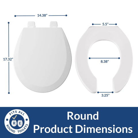 Open Front Wood Toilet Seat With Built To Last Durability And Hinges That Stay Tight Made In USA Round White dimensions