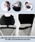 Two In One Office Chair Headrest Pillow And Lumbar Support attached to office chair with adjusting strap