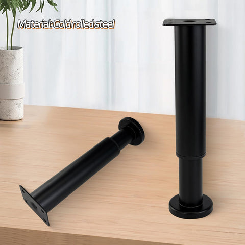 Hella Sturdy 4 Piece Heavy Duty Adjustable Furniture Legs For Wobbly Sofas And Beds 7 To 12 Inch Riser Extenders with black cold rolled steel design