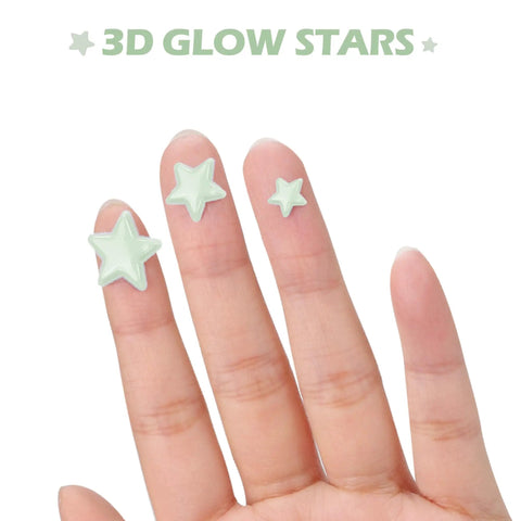 Glow In The Dark Stars Ceiling Decals 633 Realistic 3D Star Stickers on hand showing size and detail