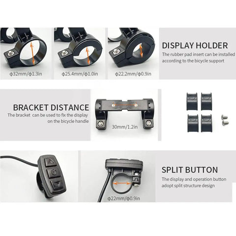 KT LCD3 Electric Bike Display Meter With Waterproof Plug For KT Controller 36V 48V 72V Conversion Kit components overview