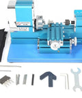 Best 2024 Mini Motorized Lathe Machine 36w for Metal and Woodworking Projects with tools and safety goggles included.