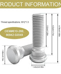 Rock Solid Extended Wheel Studs 10Pc Set M12x1.5 Threading 49Mm Reach Tough Steel Lug Hardware detailed dimensions and specifications.