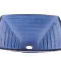 Dark Blue Frosted Glass Vessel Sink Square Above Counter Style For A Slick Modern Bath Upgrade 18.25 Inch Long By 5.75 Inch Tall 1.75 Inch Drain Opening