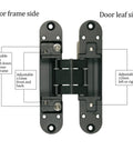 5.5 Inch Hidden Door Hinges For Secret Doors 180 Degree Heavy Duty Invisible Hinges Silent 3D Adjustable Concealed Hinges Black Set Of 2 Per Hinge Capacity 133lb 60kg Completely Hidden Design For Sleek Modern Walls