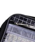 Close-up of zipper on Straight Up Clear PVC Fanny Pack With Grid Pattern And Anti Static Build For Cleanroom Checks.