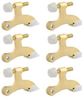 Solid Six Pack Brass Hinge Pin Door Stops With Soft Rubber Bumpers, six gold door stops with rubber bumpers for preventing wall dings.