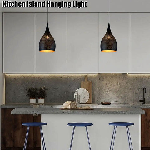 Industrial Wrought Iron Pendant Light Adjustable Single Head E27 Chandelier for Kitchen Island over modern kitchen island.