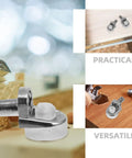 Close-up of 24 Pack Zinc Alloy Shelf Support Pegs for Cabinets and Cupboards, sturdy silver pins with seven shaped design in use.