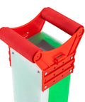 Red handle and top section of Adjustable Handheld Seeder Tool For Peanuts Corn And Beans, Easy Garden Planter and Fertilizer Spreader