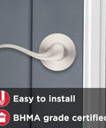 Dummy Door Lever For Interior Doors Left Handed Satin Nickel Non Turning Single Sided Push Pull Handle For Closets French Double Doors And Pantry With No Latch Or Lock No Fuss Easy Install Diy, satin nickel lever on door