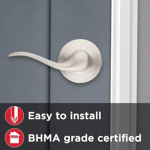Dummy Door Lever For Interior Doors Left Handed Satin Nickel Non Turning Single Sided Push Pull Handle For Closets French Double Doors And Pantry With No Latch Or Lock No Fuss Easy Install Diy, satin nickel lever on door