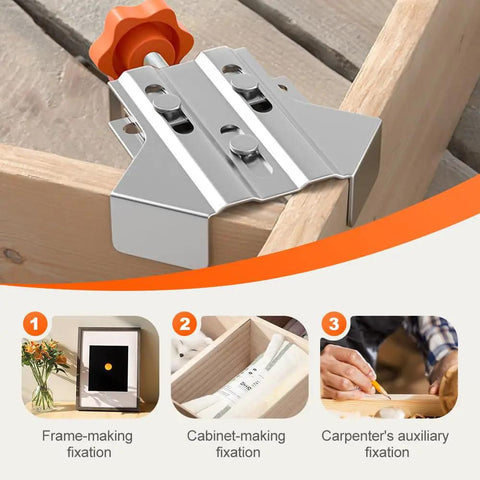 Pro Grade Stainless Steel Right Angle Clamp Set for Woodworking 90 Degree Corner Clamp in frame assembly