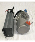 Slap On That Cool With This Direct Fit 12V Electric Air Conditioning Compressor For Cars Trucks And Motorhomes That Drops Scorching Cabin Temps In Short Order, showcasing a silver compressor unit and cooling component.