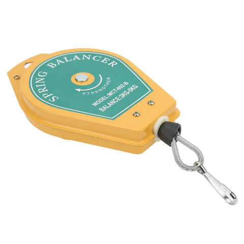 Yosoo Health Gear Spring Balancer 3-5KG retractable tool fixture holder with safety lock and wire rope, yellow design.