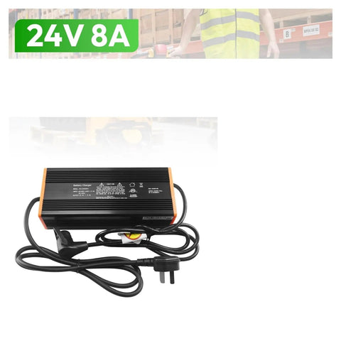 Pro Grade 24V 8A Lithium Battery Charger Compatible With Noblift Edge PTE15N Electric Pallet Jack Featuring Fast Charging And Heavy Duty Plug In Build For Shop Crews Expecting Rock Solid Daily Reliability