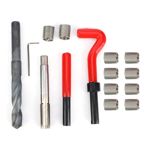 25 Piece M14x1.5 Thread Repair Kit With Inserts, Drill Bit, Tap And Install Tool For Auto Repair And Machinery Maintenance on white background